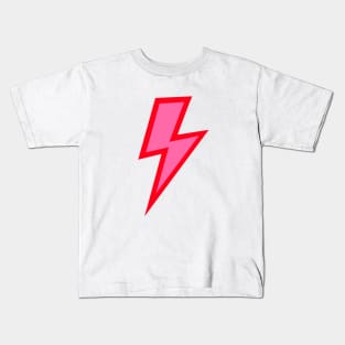 Pink Lightning Bolt with Red Outline Kids T-Shirt